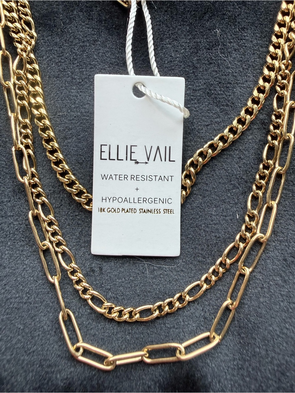 Ellie Vail 18k PL Water Resistant Gold Layered Necklace Beach Pool Summer